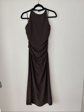 Zara Chocolate Brown Halter Maxi Dress